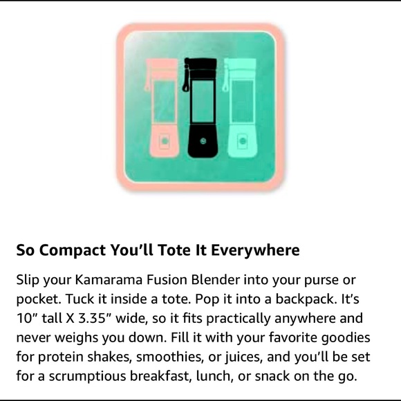 NEW KAMARAMA Portable Rechargeable Juice Shake Smoothie Blender Black - Picture 10 of 15